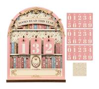 MENIBBLER Books Read This Year Counter Wooden Sign Personalized Mini Bookshelf Book Log with 3-Digit Flip Number Display, Book Count Tracker Decor for Home Library Desk(Pink)