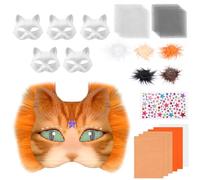 MENIBBLER Cat Mask Kit, Blank Cat Mask Faux Masks Fur Self Adhesive Felt Sheet, DIY Therians Masks Kit Stimulate Creativity Cats Facepiece Eye Catching for Theme Party(Orange)