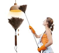 MENIBBLER Extendable Ostrich Feather Duster Practical Feather Dusting Tool with Ergonomic Handle Extendable Dust Removal Cleaning Tool for Cleaning High Ceilings Lights Home Car Office