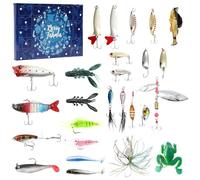 MENIBBLER Fishing Advent Calendar Creative 24 Days Fishing Lure Advent Calendar Includes 26 Lures Presents for Father Grandpa Brother Boyfriend
