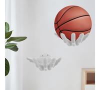 MENIBBLER Hand Shaped Ball Rack for Home, Wall Mounted Basketball Storage Rack, Unique Hand Sculpture Ball Holder for Basketball, Football, Headphone(2 Pcs White)