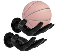 MENIBBLER Hand Shaped Ball Rack Wall Mounted Basketball Display Stand Home Decor Space Saving Basketball Storage Rack Hand Sculpture Ball Holder for Sports Balls Football Soccer(2pcs black)
