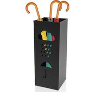 MENIBBLER Metal Umbrella Holder Freestanding Umbrella Stand 16.5x16.5x42CM Hollow-Out Design Square Umbrellas Storage Rack Decorative Walking Stick Holder for Hallway Entryway Home Hotel Office(black)