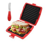 MENIBBLER Microwave Toastie Sandwich Maker Microwave Wireless Toastie Maker Heatwave Technology Sandwich Toaster Nonstick Plate for Cooking Delicious Crispy Sandwiches(gules)