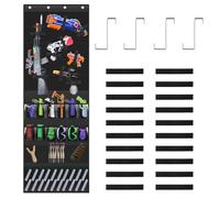 MENIBBLER Over the Door Organizer for Toy 600D Oxford Cloth Toys Storage Door Hanger with Pockets and Slots for Kids Foam Blasters Darts Goggles(black)