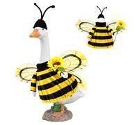 MENIBBLER Porch Goose Outfit with Wings, Bee and Ladybug Costume for 23" Lawn Geese Statue, Spring Summer Garden Goose Clothing with Hat & Wings, Outdoor Yard Decor(yellow)