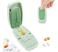 MENIBBLER Portable Pill Cutter Adjustable 1/2 1/3 1/4 Pill Cutter and Splitter for Multiple Tablet Taker Household Gadget Accurate Centering Alignment Device (Green or White)(Green)