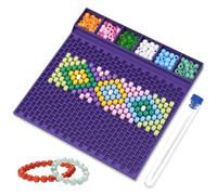 MENIBBLER Purple Pony Bead Fast Stringing Tray, Kandi Bracelet Making Board with 17-Row Deep Grooves for 6x9mm Beads, Includes 3 Beading Needles & Storage Tube for EDM Music Festival Crafts