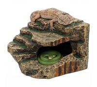 MENIBBLER Reptile Hideout Cave, Resin Rock Hides and Basking Platform for Bearded Dragon, Leopard Gecko, Tortoise and Snake, Terrarium Habitat Decor & Aquarium Ornament for Amphibians, Fish