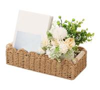 MENIBBLER Woven Storage Basket Handmade Paper Rope Toilet Tank Topper Basket Compact Woven Box Organiser for Bathroom Living Room