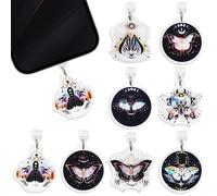 MENIFEND Dust Plug Charm Type C, 9 Pcs Moon Phase Celestial Moth Anti-Dust Plugs Compatible with E-Reader Phone Tablet, Witchy Boho Gifts for Women Girls Readers