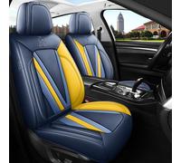 Menifomory Blue and Yellow Car Seat Cover Unviersal Seat Covers Full Set Leather Front and Rear Auto Seat Covers (U-Blue+Yellow+Blue)