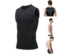 Menionic Tourmaline Posturecorrector Vest, Posture Corrector, Back Brace Posture Corrector, Body Shaper for Men,Ionic Shaping Sleeveless Shirt for Men (UK, Alpha, 3XL, Regular, Regular, Black)