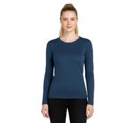 menique 100% Merino Wool Base Layer Womens - 160gsm Long Sleeve Thermal Top Shirt, Lightweight Breathable Thermals for Women for Skiing, Hiking, Yoga & Everyday Wear (S, Denim)