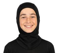 menique Kids’ 100% Merino Balaclava, 160gsm Ski Mask, Black,1-2 Y