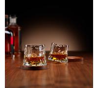 Menkind Connoisseur Creations Stylish Rotating Whisky Tumblers With Coasters in Clear Menkind Clear
