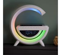 Menkind RED5 Light Up Alarm Clock Speaker With Bluetooth & Wireless Charging in White Menkind White