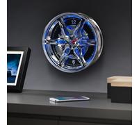 Menkind RED5 Neon Rim Automotive Style Wall Clock With LED Glow in Silver Menkind Silver