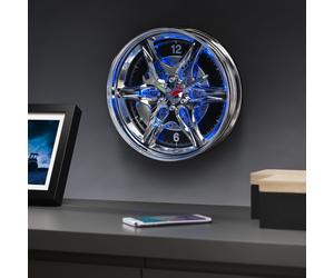 Menkind RED5 Neon Rim Automotive Style Wall Clock With LED Glow in Silver Menkind Silver