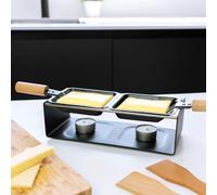 Menkind Treat Factory Raclette Set Double-Sided Non-Stick Delight For Interactive Dining in Black Menkind Black