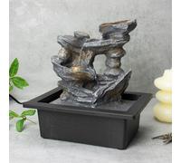Menkind Well Being Cascading Rocks Fountain Elegant Water Feature With Light in Black Menkind Black