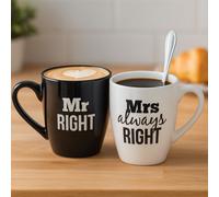 Menkind #Winning Mr & Mrs Always Right Playful Ceramic Mug Set in Black Menkind Black