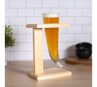 Menkind #Winning Viking Horn Glass on Wood Stand - 300ml in Clear Menkind Clear