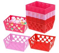 Menkxi 12 Pcs Pink and Red Valentine Heart Plastic Baskets Love Gift Basket for Home Party Favor Kitchen Valentine's Day