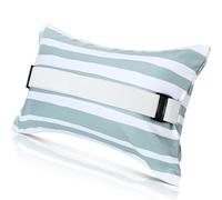 Menkxi 17"x10" Inflatable Beach Pillow with Removable Cover, Beach Chair Backpacking Pillow with Strap Stripe for Summer Sand Pools Travel Vacations(Green White)