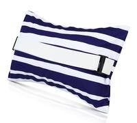 Menkxi 17"x10" Inflatable Beach Pillow with Removable Cover, Beach Chair Backpacking Pillow with Strap Stripe for Summer Sand Pools Travel Vacations(Navy Blue White)