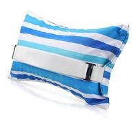 Menkxi 17"x10" Inflatable Beach Pillow with Removable Cover, Beach Chair Backpacking Pillow with Strap Stripe for Summer Sand Pools Travel Vacations(Blue White)