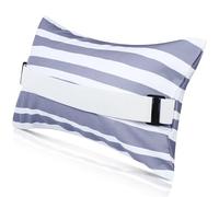 Menkxi 17"x10" Inflatable Beach Pillow with Removable Cover, Beach Chair Backpacking Pillow with Strap Stripe for Summer Sand Pools Travel Vacations(Gray White)