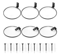 Menkxi 6 Pcs 10 Inch Flower Pot Holder Wall Planter Ring Hanger Metal Wall Plant Hanging Pot Holder Mounted Hanging Bracket for Indoor Outdoor Home Garden Plant Flower Display, Black