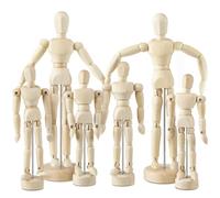 Menkxi 6 Pcs Artist Mannequin Model Wooden Manikin Drawing Moveable Figure with Stand Flexible Jointed Mannequin Human Drawing Model for Artists Sketching Painting Home Decoration