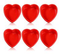Menkxi 6 Pcs Silicone Heart Shaped Cake Pans 4 Inches Red Mini Heart Cake Pan Nonstick Heart Cake Mold Baking Pan Chocolate Baking Tray Bakeware for Valentine Birthday Cupcake Muffin Tool