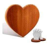 Menkxi 7.1 x 6.3 x 0.6 Inch Heart Shaped Wood Base Hand Casting Sculpture Base Hand Casting Kit Wood Display Stand for Anniversary Wedding Gift DIY Crafts Home Decoration