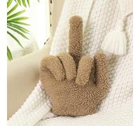 Menkxi Middle Finger Decorative Pillow 13.78 x 9.84 Inch Funny Shaped Sherpa Fleece Throw Pillow Warm Soft Plush Emoticon Cushion Middle Finger Decor for Couch Sofa Bed Chair Middle Finger Gag Gift