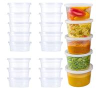 Menmamenma 50 Pack Small Containers with Lids for Storage Slime Containers Sauce Pots Plastic Leakproof Sauces Cups for Jars, Dips, Salads, Chutney, Restaurants, Takeaway, Catering (4oz/100ml)