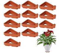 Menmamenma Flower Feet Pots Planters Risers Pot Plastic Triangle Toes Small Invisible Pots for Garden Plants,Indoor Outdoor Gardening Plant Holder (12pcs,Brown)