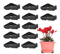 Menmamenma Flower Feet Pots Planters Risers Pot Plastic Triangle Toes Small Invisible Pots for Garden Plants,Indoor Outdoor Gardening Plant Holder (12pcs,Black)