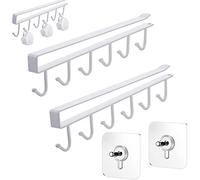 Menmamenma Mug Holder Under Cabinet Cup Rack Organizer with 6 Hooks Under Shelf Hanger Drilling Free Drying Cupboard Storage for Kitchen Restaurant Hanger Tea Cup Display Rack - White