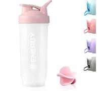Menmamenma Protein Shaker Bottles Sports Protein Mixes Cup 700ml/24oz Water Bottle with Whisk Mixing Ball Leak-proof Lid Workouts Protein Shaker for Fitness Gym Milkshake (Pink)
