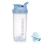 Menmamenma Protein Shaker Bottles Sports Protein Mixes Cup 700ml/24oz Water Bottle with Whisk Mixing Ball Leak-proof Lid Workouts Protein Shaker for Fitness Gym Milkshake (Blue)