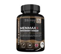 MENMAX+ Testo Boost x Shilajit Complex - Testosterone Support Supplement for Men with Zinc, Ashwagandha, Maca Root, Korean Ginseng, Tribulus, B6 & B12 - 120 Vegan Capsules Made in UK by Shivay