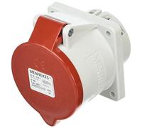 MENNEKES 3451 Straight Panel Mounted Socket, IP 44 Protection, 6 hours Earth Position, 5 Pole, 32 A Current, 400V, Red