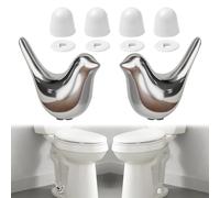 MENNTY Ceramic Silver Bird Toilet Bolt Covers, 2 Birds and 4 Plastic Caps
