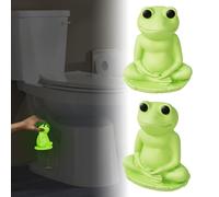 MENNTY Frog Toilet Bolt Covers Caps- 2PCs Glow in The Dark PLA Decorative Toilet Floor Bolt Caps Unbreakable, Cute Green Bathroom Decor