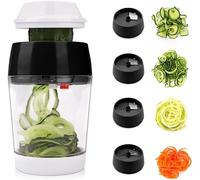 MENNYO Spiral Cutter Vegetable with Container, 4-in-1 Vegetable Cutter, Spaghetti Vegetable Slicer, Spiral Cutter for Vegetable Spaghetti, Zucchini, Carrots, Potatoes, Carrots (Black)