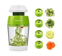 MENNYO Spiralizer with Box, 4 in 1 Vegetable Spiralizer Vegetable Spiralizer Spaghetti Mandolin Kitchen Slicer for Zucchini, Carrots, Vegetable Tagliatelle, Cucumbers (Green)