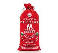 Menol Spices Premium Hot Hungarian Paprika Powder, 200g - Hand-Packaged Traditional Textile Gift Bag - Authentic Szeged Paprika, Spicy Seasoning & Spices for Cooking